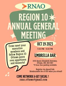 A poster invitation for the Annual General Meeting. Background is peach with yellow and green speech bubbles. The text on the poster is the same as the text in the email. 