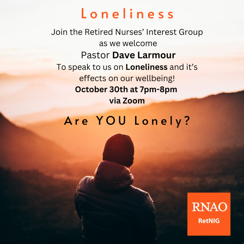 Webinar on Loneliness! Are You Lonely? October 30 7-8pm via zoom