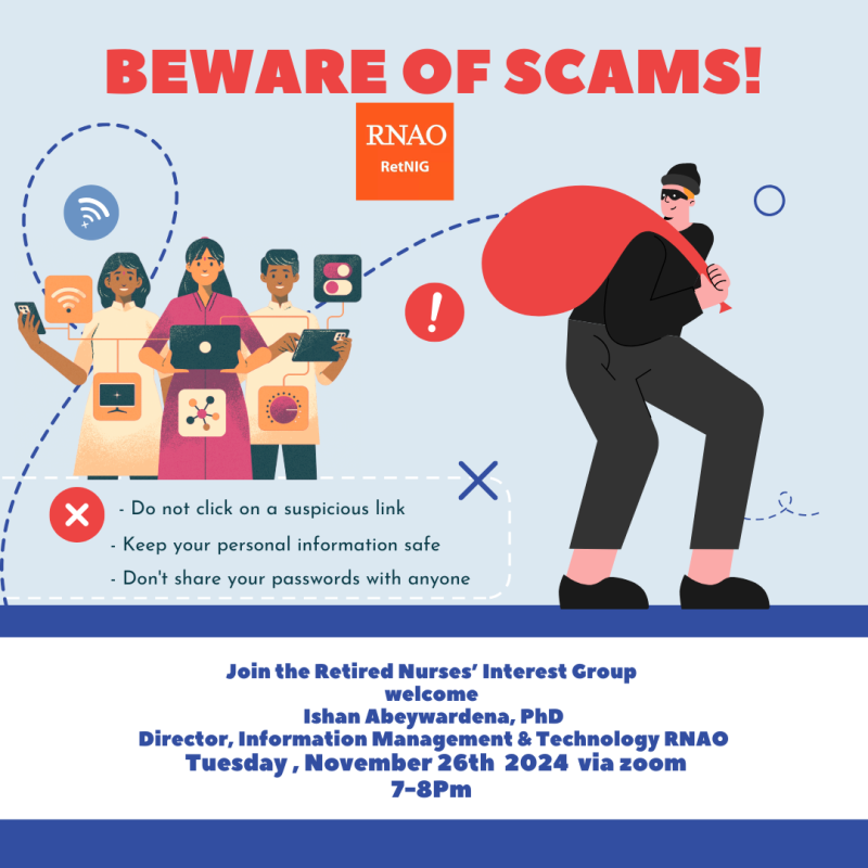 Beware of Scams! Zoom event November 26th at 7pm.