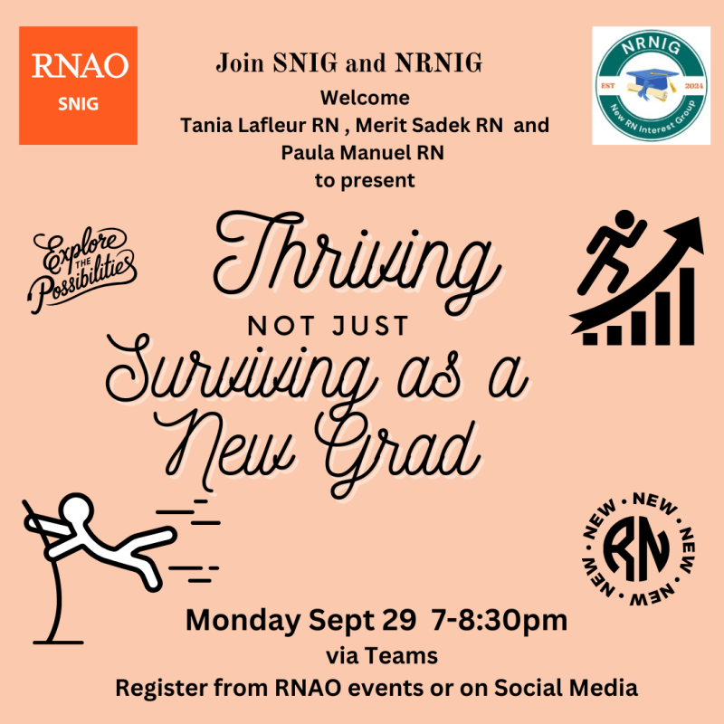 Thriving not just surviving as a New Grad! Event Sept 28 7-8pm via Teams