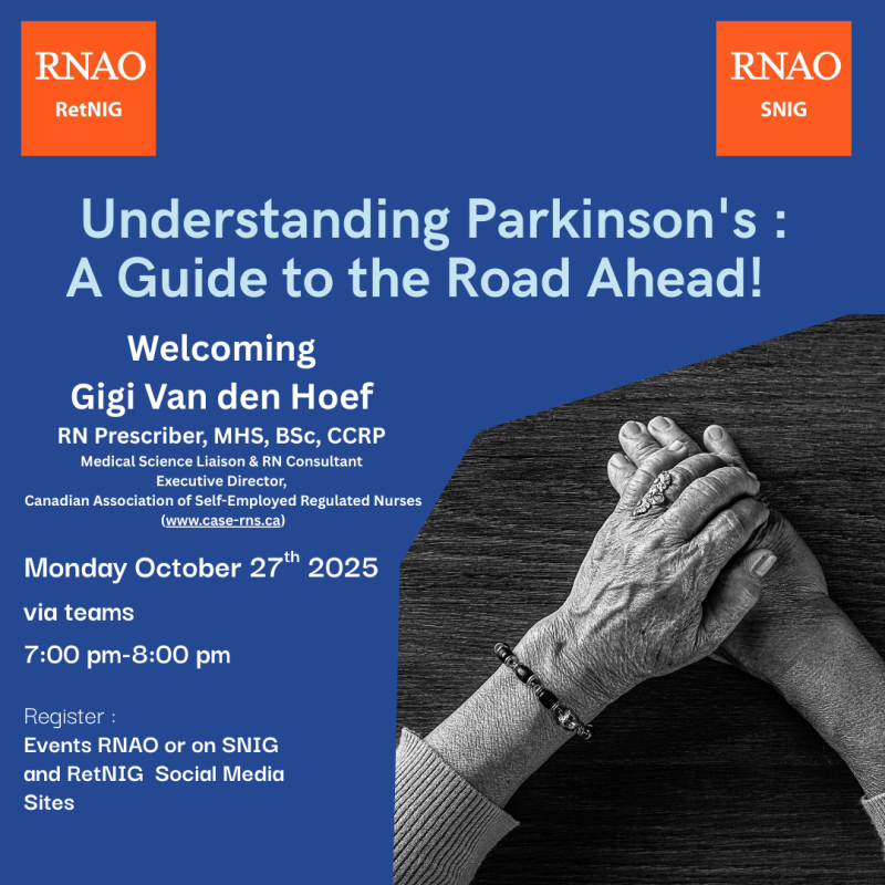 Understanding Parkinson's: Aguyide to the Road Ahead  Event October 27 7-8pm via Teams