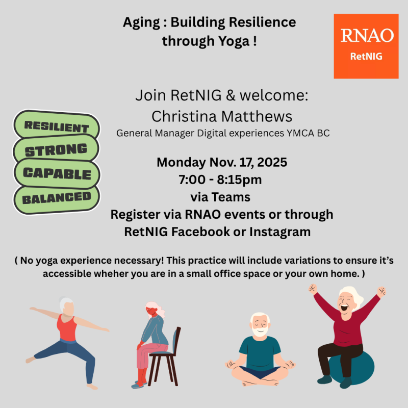 Aging : Building Resilience through Yoga No yoga experience required  Zoom event Nov 17 @ 7PM 