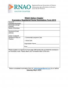 Exemplary Registered Nurse Nomination Form