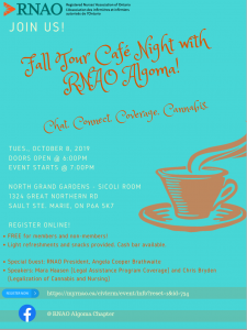 2019 Fall Tour Cafe Night with RNAO Algoma Flyer
