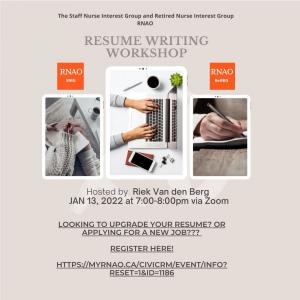 Resume Writing Workshop Jan13 2022 7-9pm via Zoom