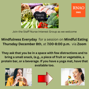 Mindful Eating -  December 8th at 7PM via zoom 