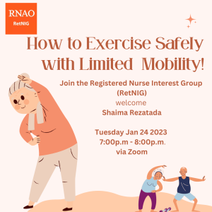 How to Exercise Safely with Limited Mobility Jan 24th at 7PM via Zoom