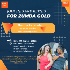 Zumba Gold session Online or in person Saturday June 24-0830am-1000am