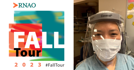 Picture of President-Elect in PPE with RNAO Fall Tour Promotional Image