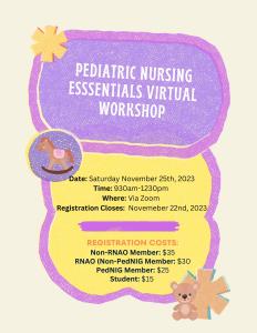 PedNIG Pediatric Nursing Essentials Virtual Workshop Poster 