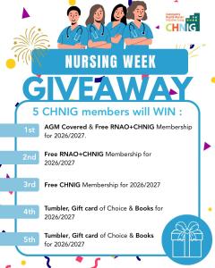 Nursing Week Giveaway, 5 CHNIG members will win...